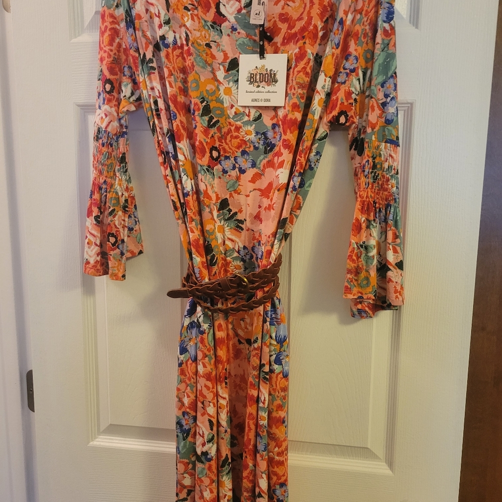 Agnes & Dora Floral Midi Dress - Multicolor